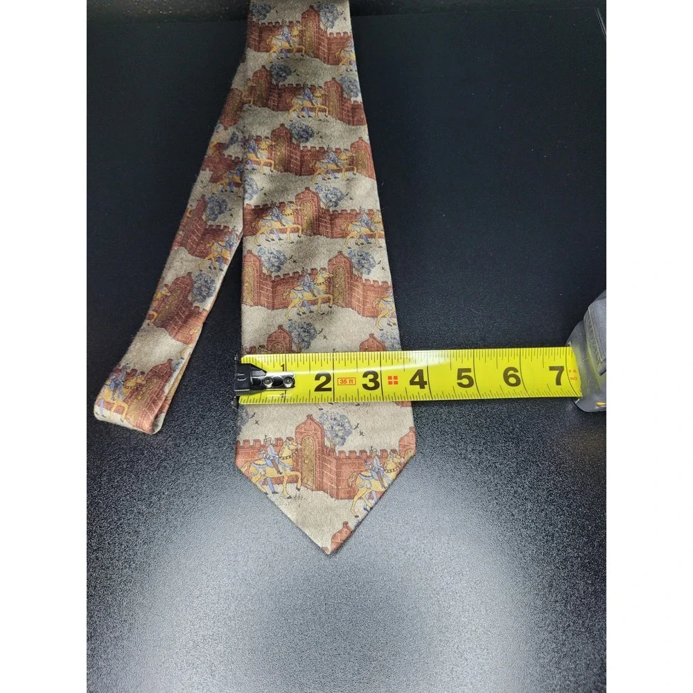 Ermenegildo Zegna Men's Necktie Tan Medieval Silk 3.75